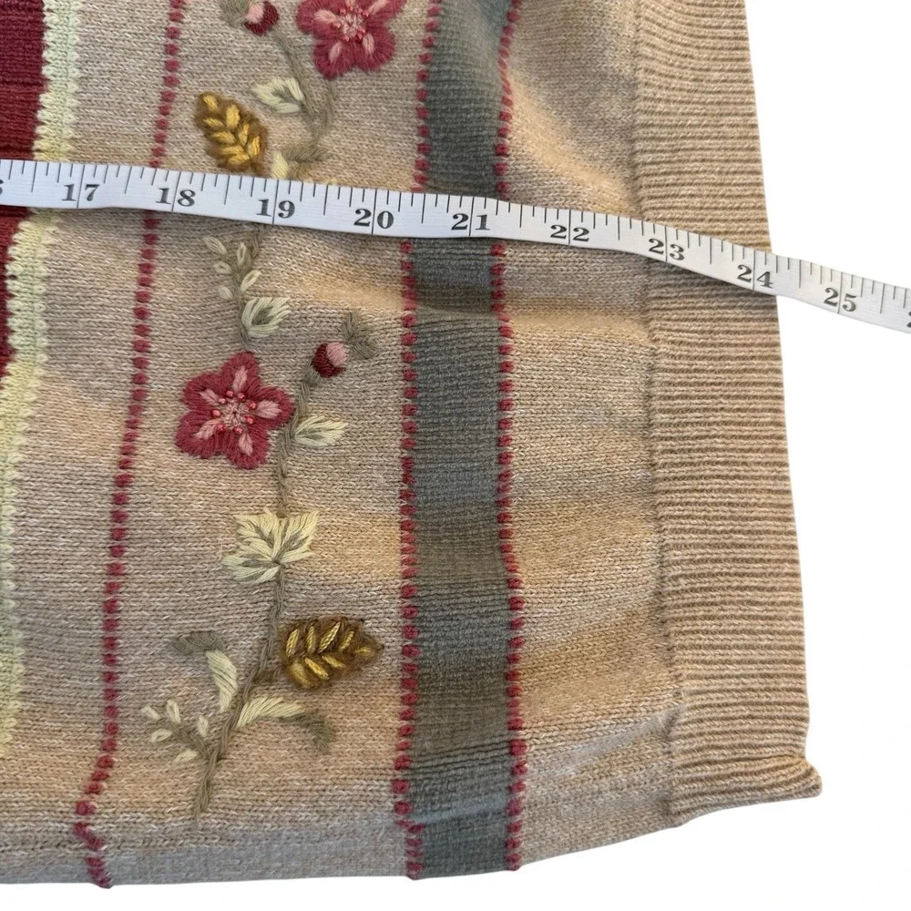 Alfred Dunner Floral Embroidered Beaded Sweater Womens XL Grannycore Cottagecore